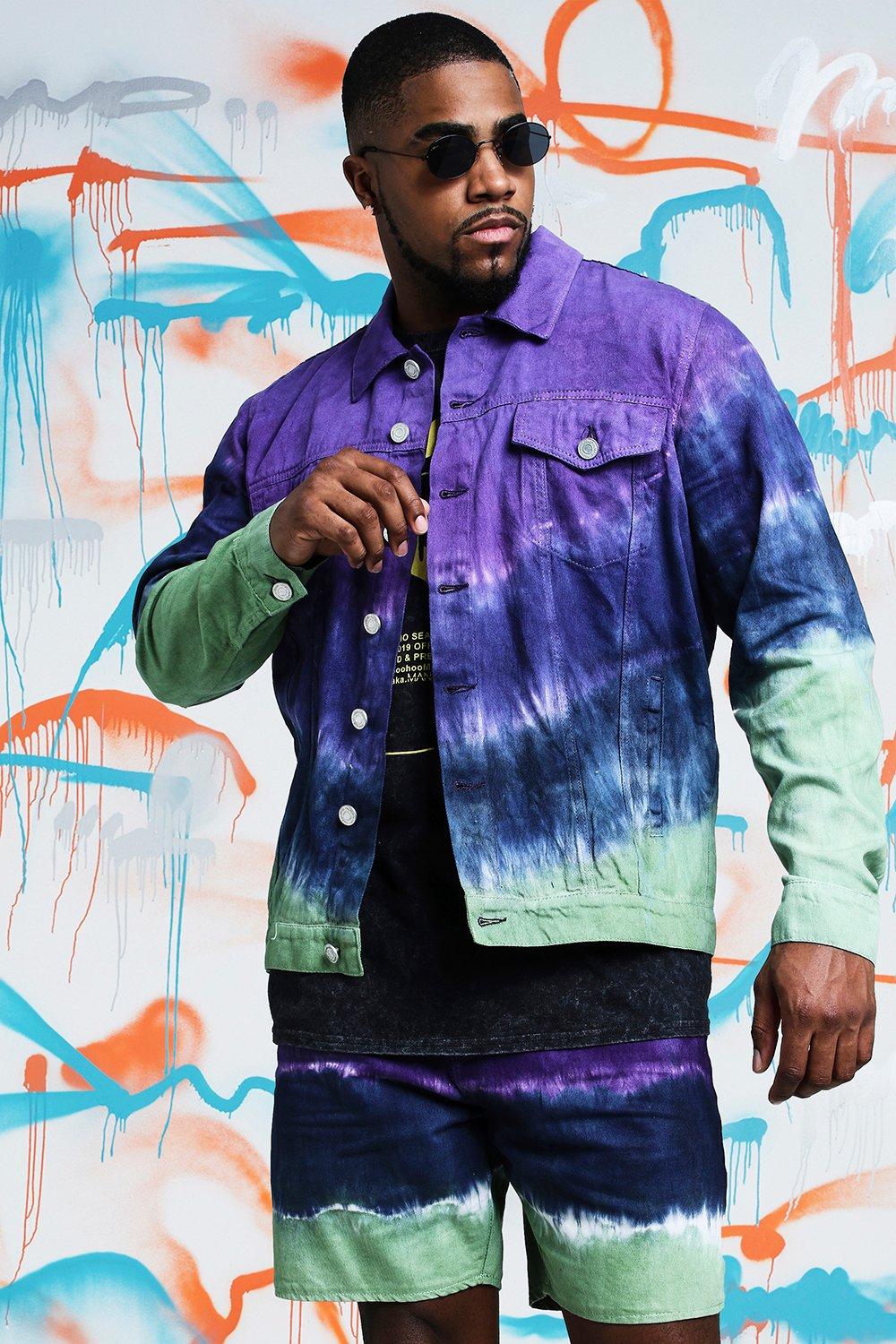 mens tie dye denim jacket